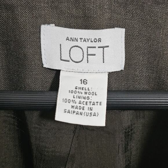 Ann Taylor Loft Brown Blazer Jacket Wool Sz 16 Two Button Peak Lapel Academic - Picture 5 of 6